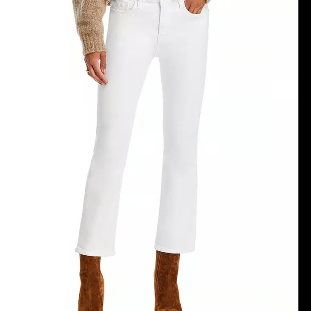 Frame Le Crop Mini Boot Jeans in Blanc Size 28